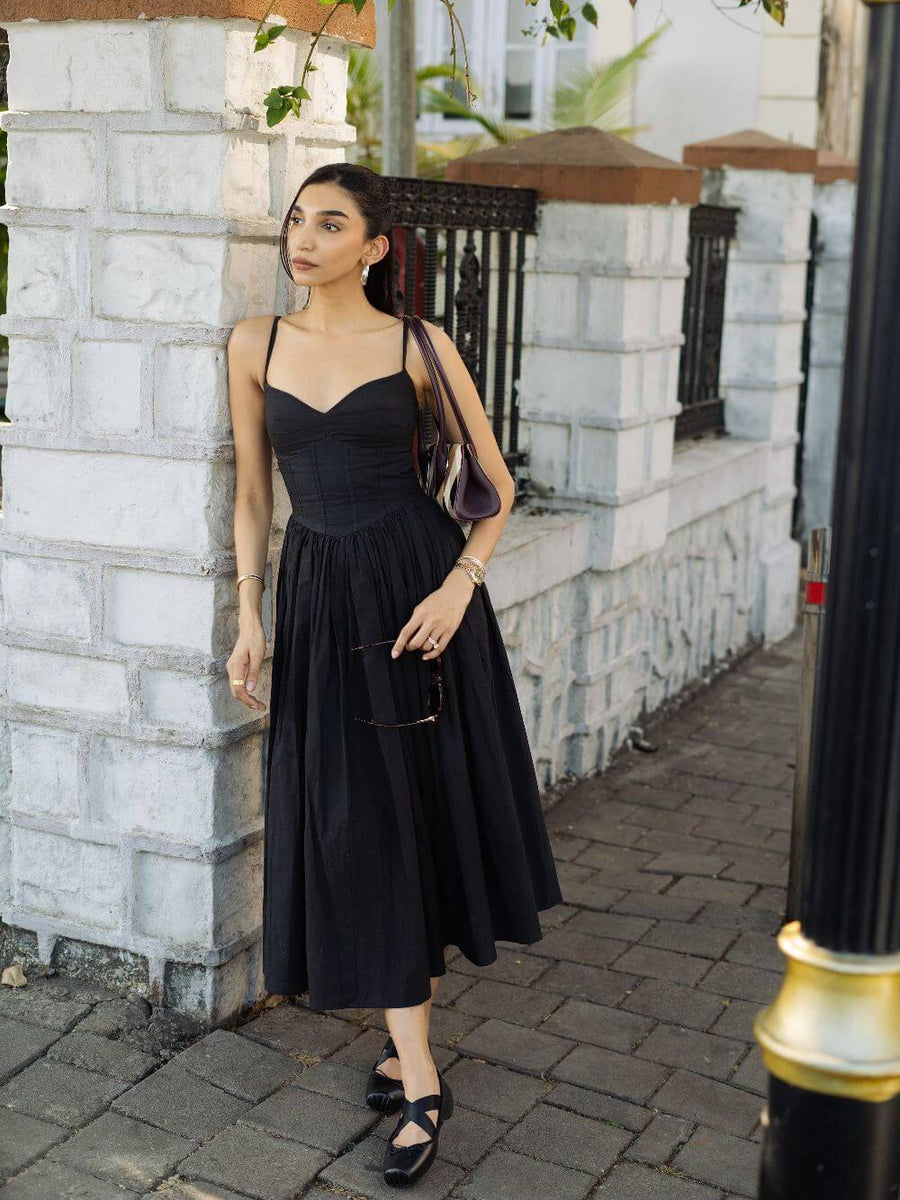 Jolene Midi Dress Black – Arabellaa