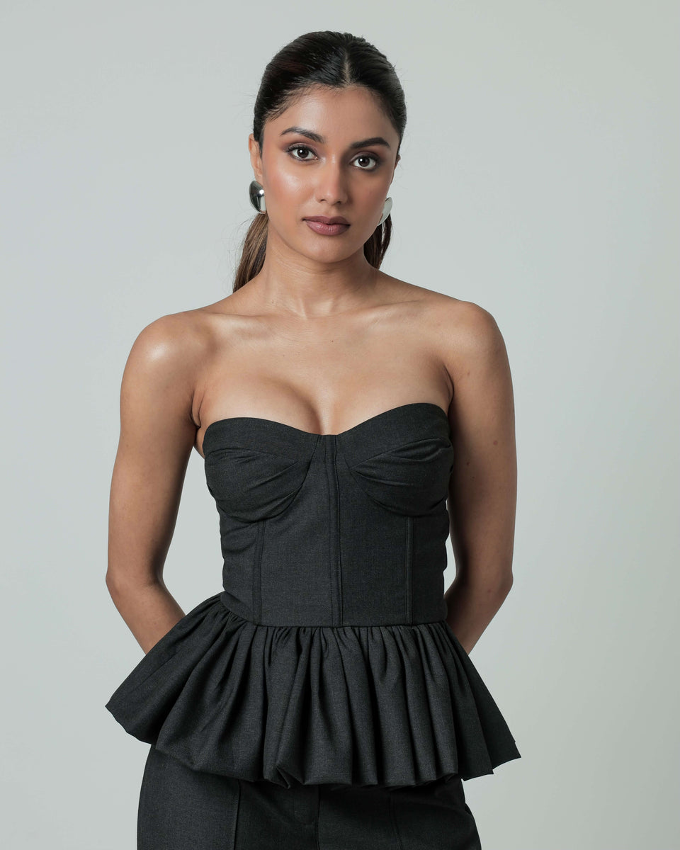 Corset Peplum Top - Grey – Arabellaa