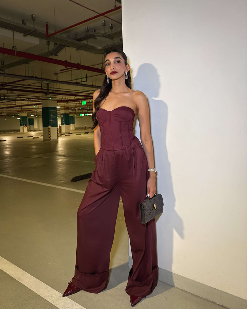 Trousers + Corset Set - Maroon