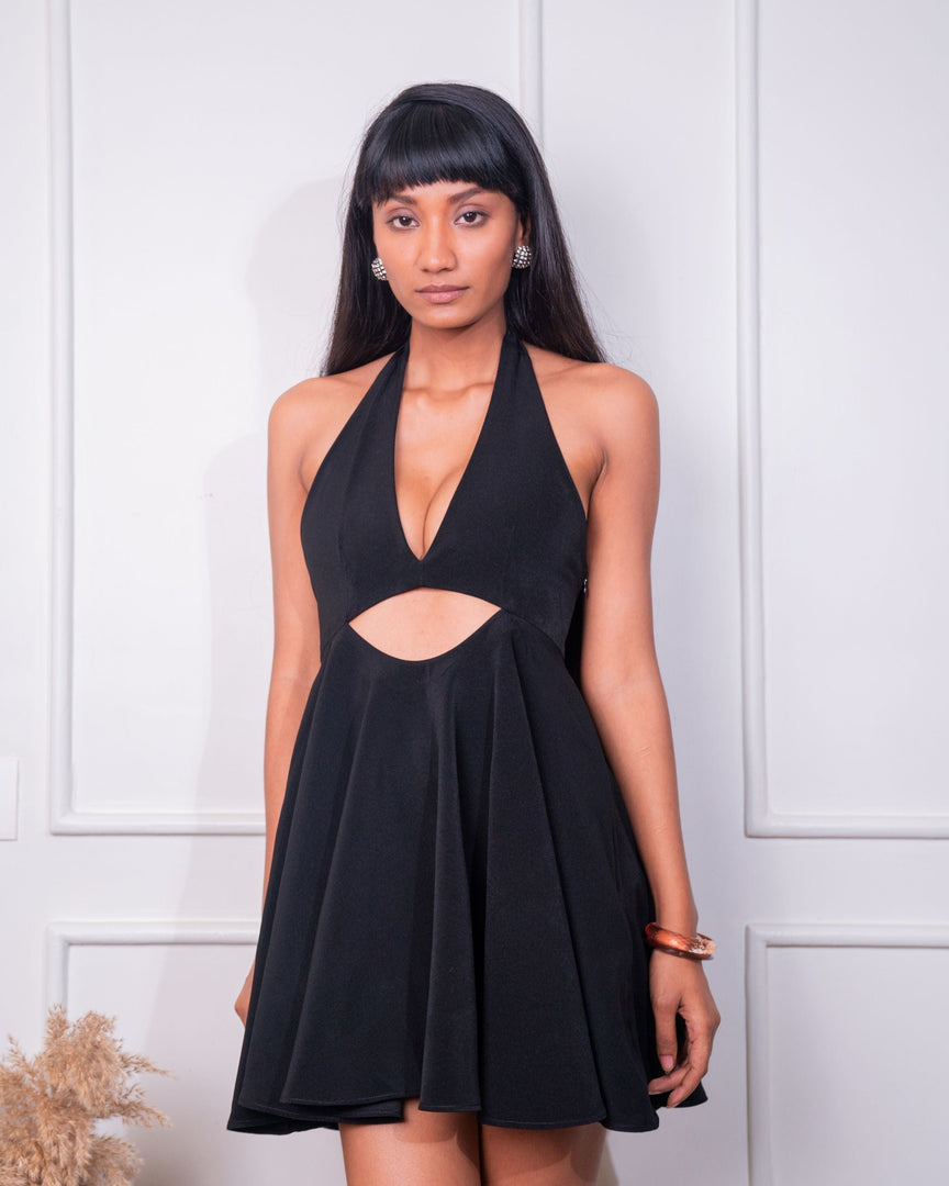 Halter Black Mini Dress – Arabellaa