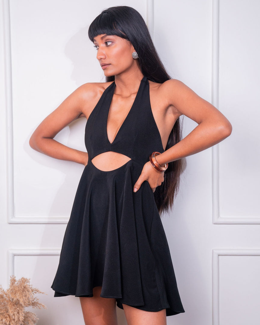 Fit And Casual Flare Dress Strappy Neck Dress Women's Halter Neck Cut Out Dress LSCN By Fit And Casual Flare Dress Strappy Neck Dress Women's Halter Neck Cut Out Dress LSCN By