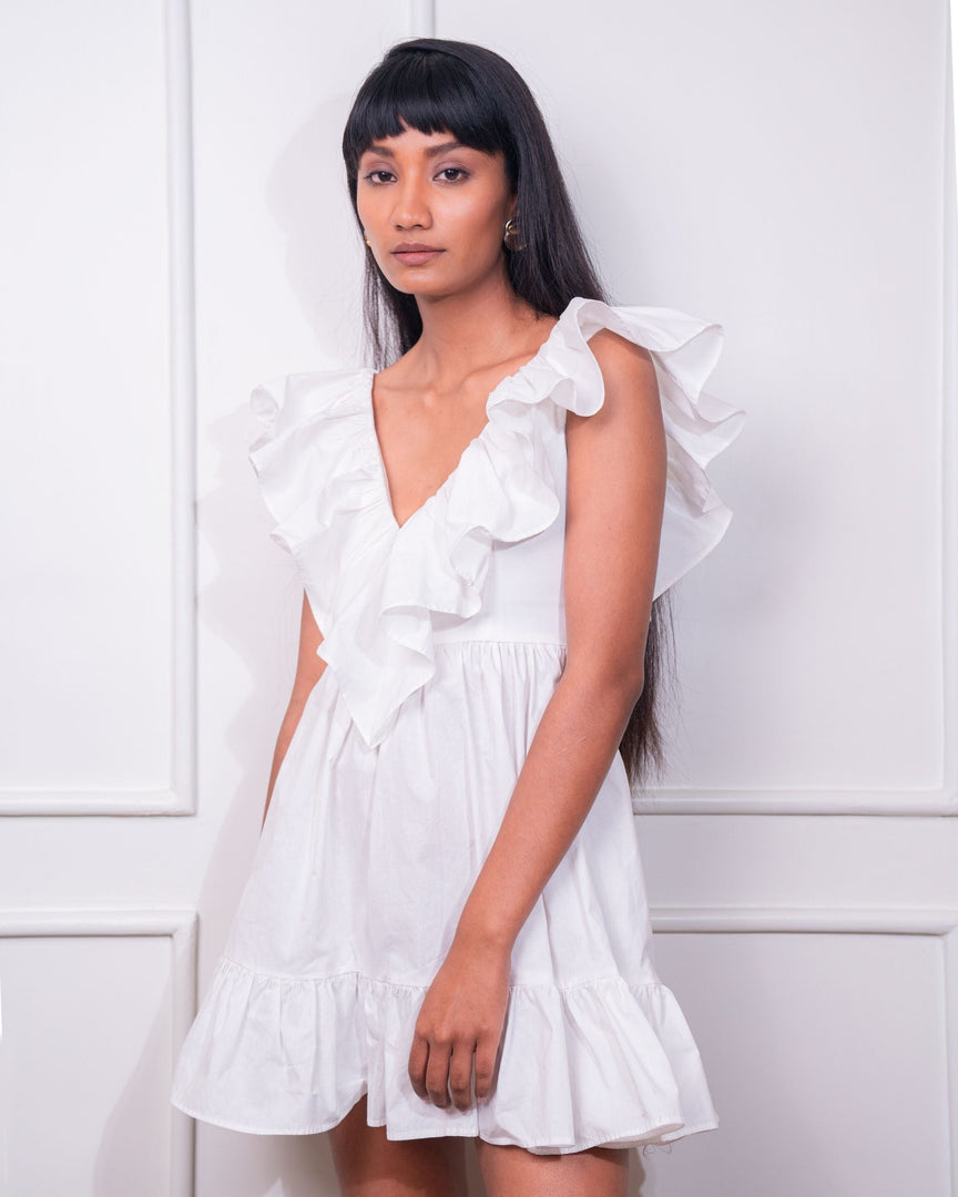 Poplin Ruffle Mini Dress