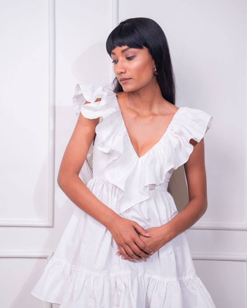 Poplin Ruffle Mini Dress