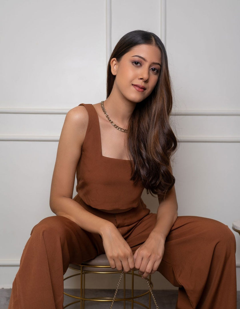 Brown high waist trousers