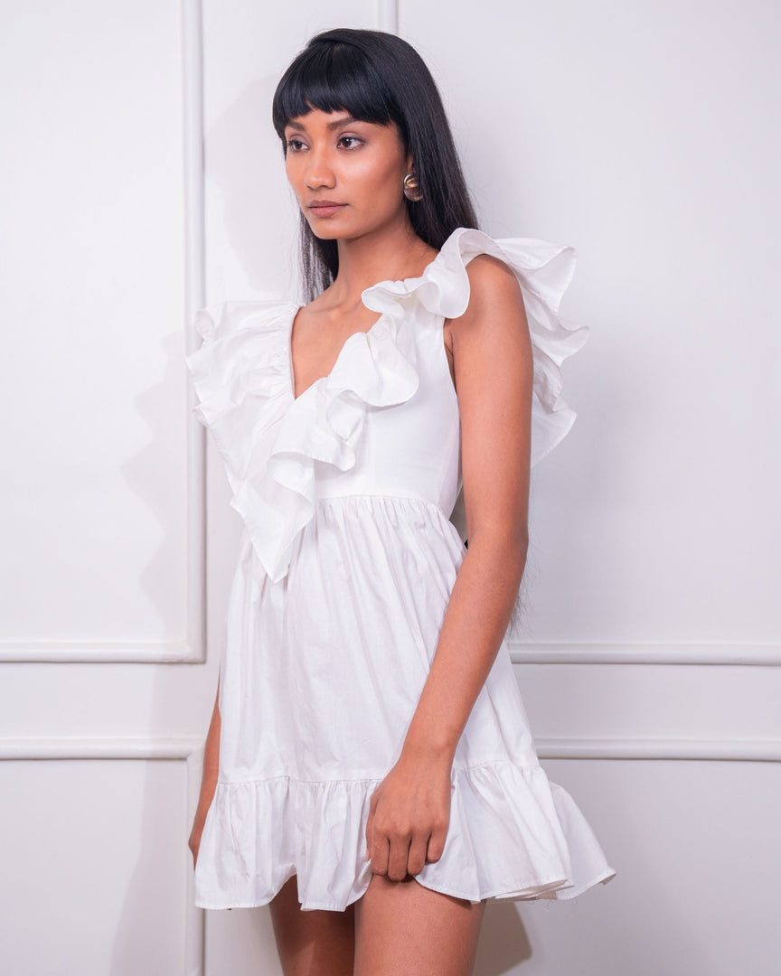 Poplin Ruffle Mini Dress