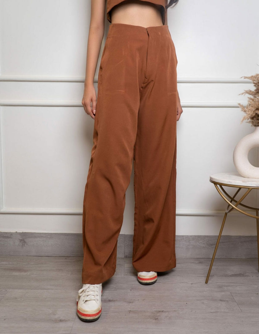 Brown high waist trousers