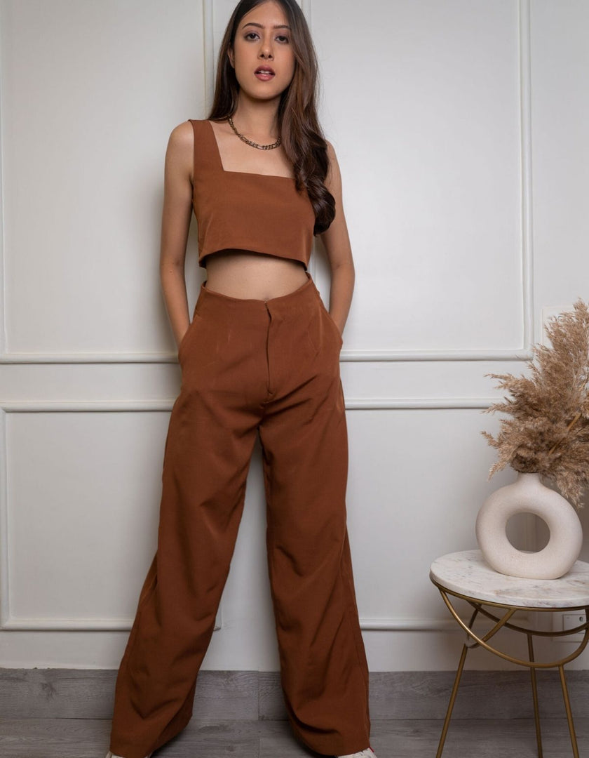 Brown high waist trousers