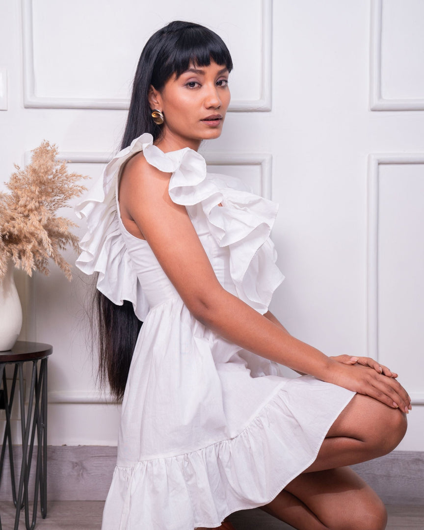 Poplin Ruffle Mini Dress