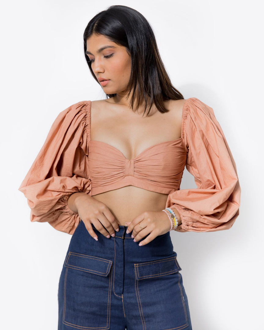 Poplin Bustier Top (Beige)