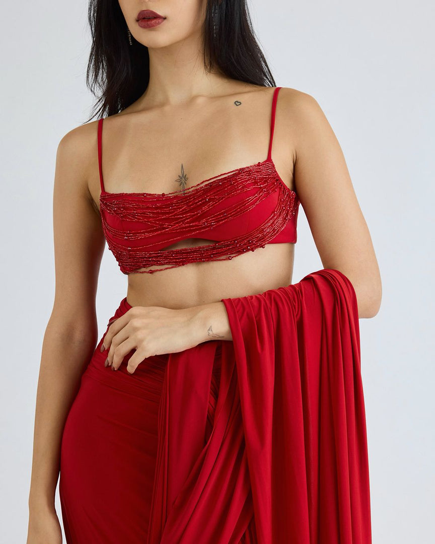 Naz Red Sari