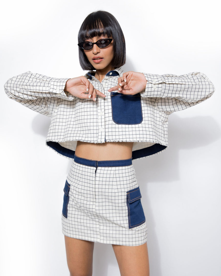 High Waist Checkered Skirt