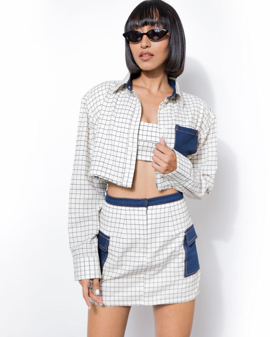 High Waist Checkered Skirt