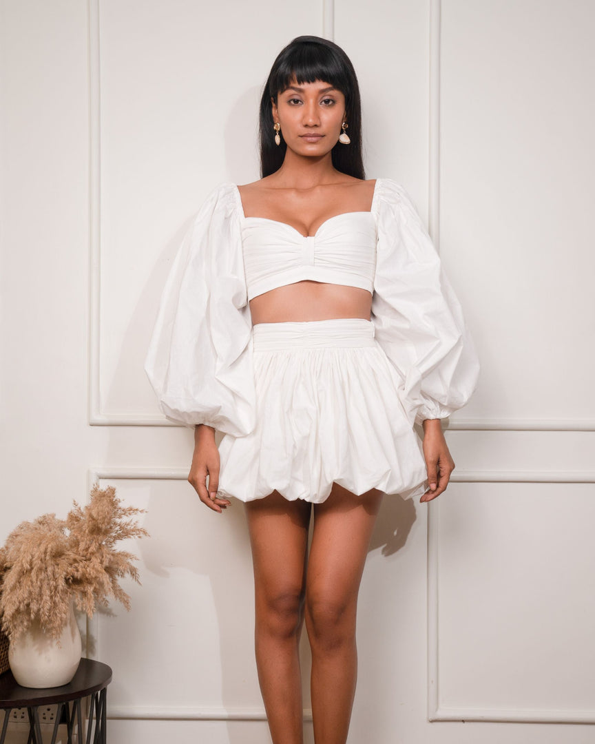 Poplin Balloon Skirt (White)