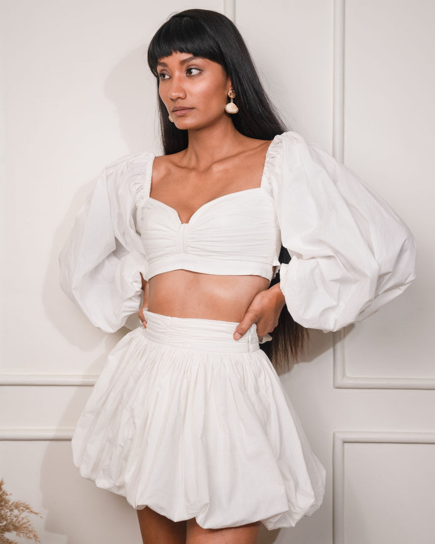 Poplin Balloon Skirt (White)