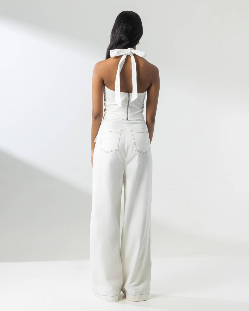 High Waist Utility Jeans - White