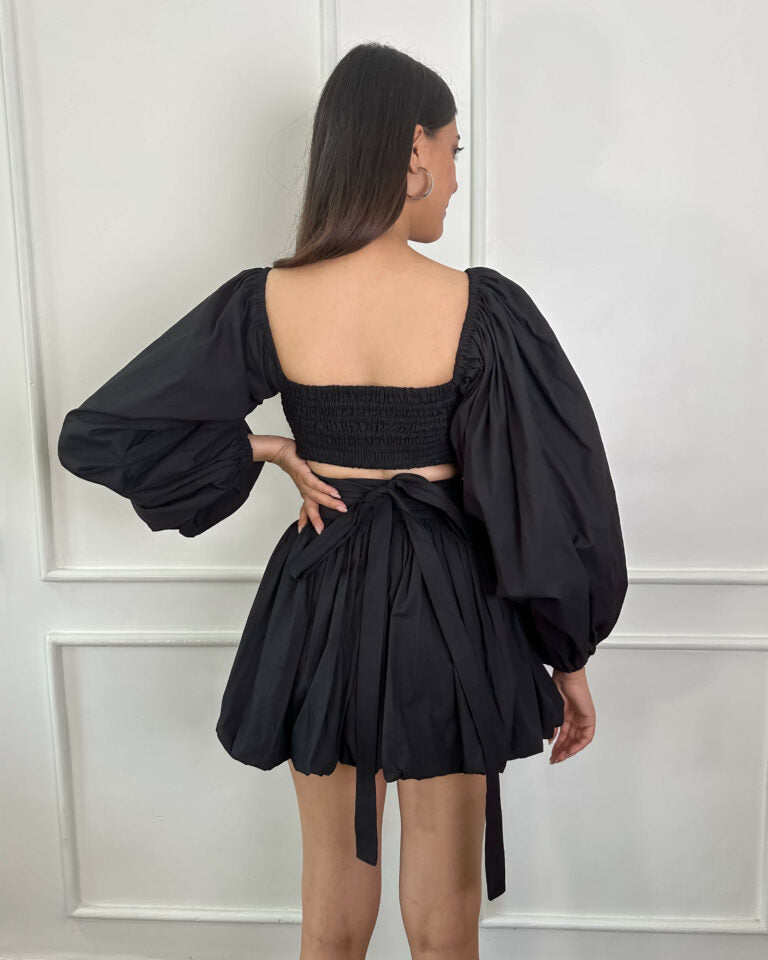 Poplin Balloon Skirt (Black)