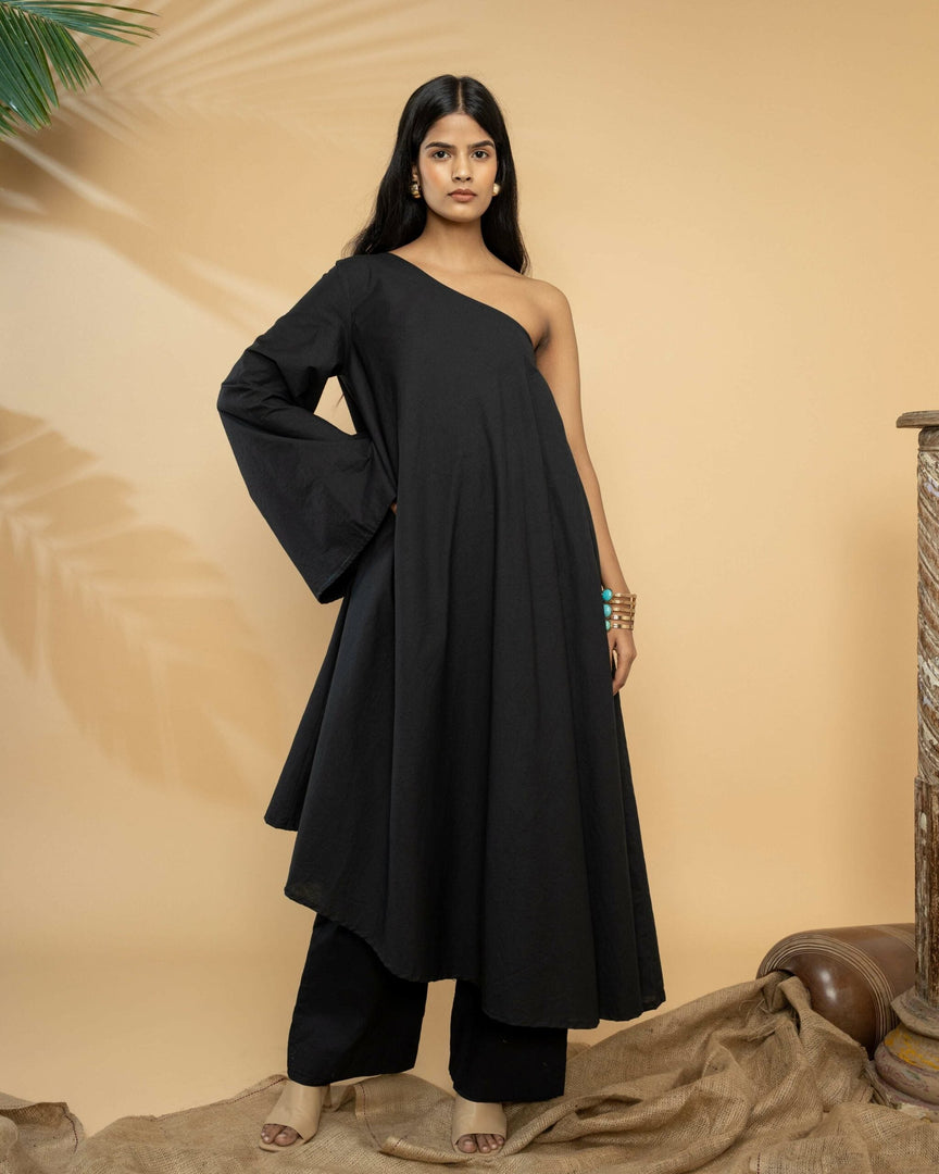 ONE SHOULDER TUNIC - BLACK