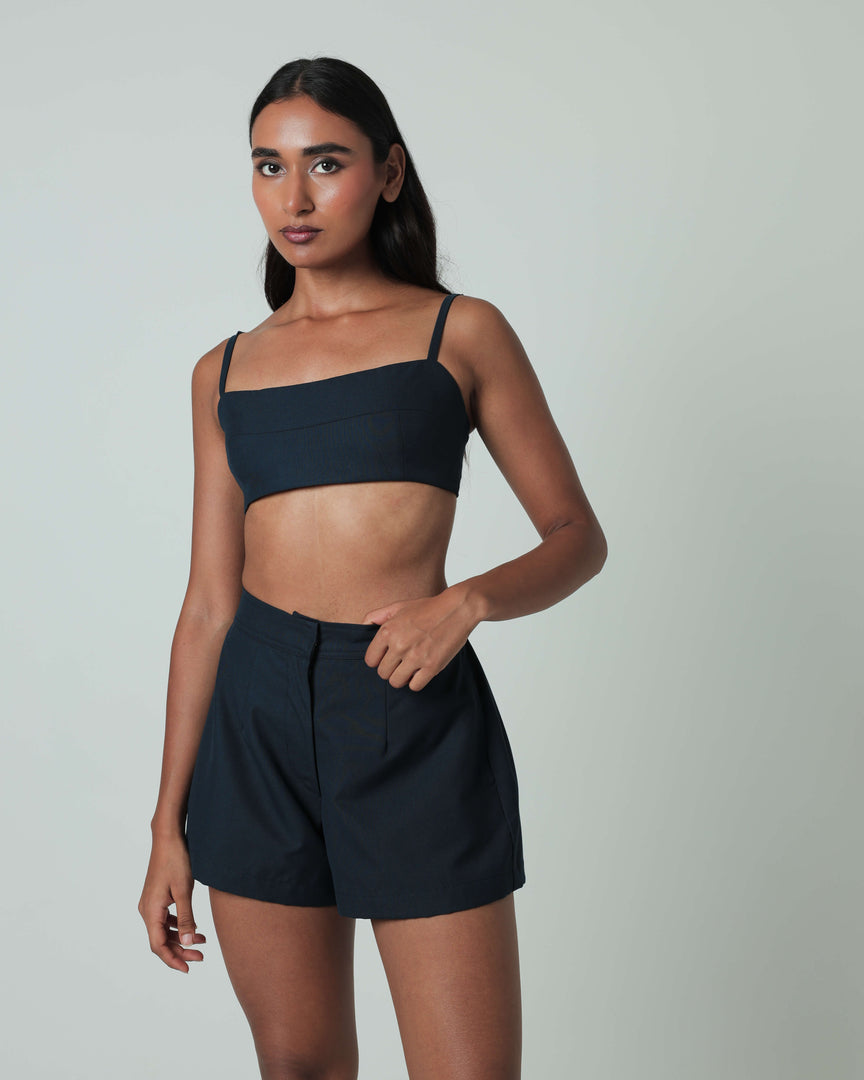 Navy Blue Crop Top