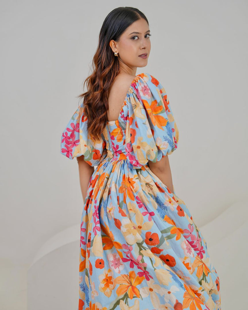 Dora Midi Dress - Blue