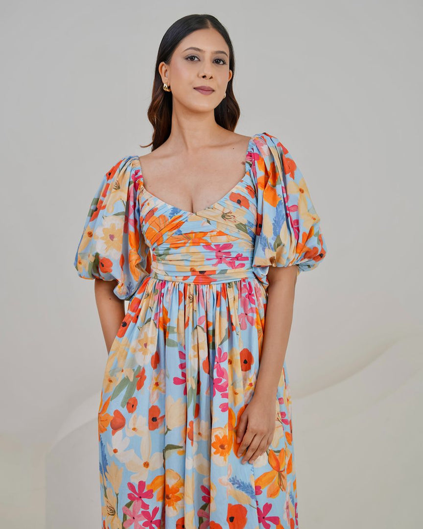 Dora Midi Dress - Blue