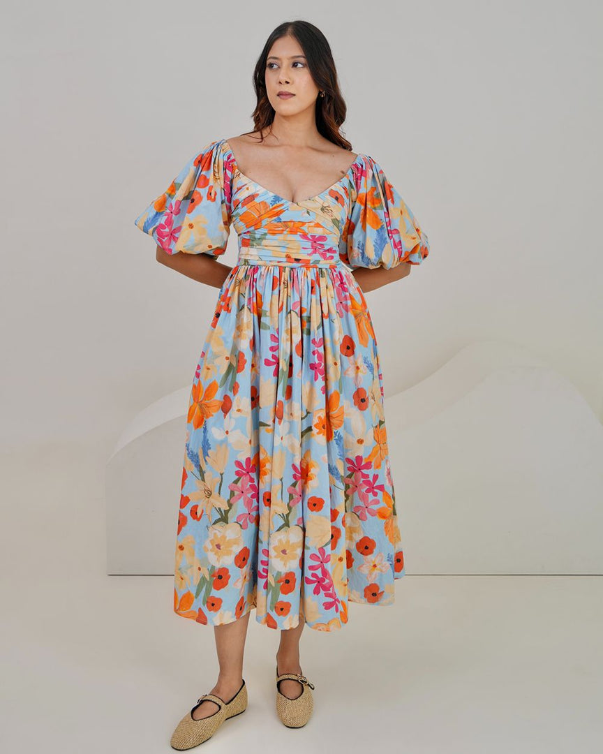 Dora Midi Dress - Blue