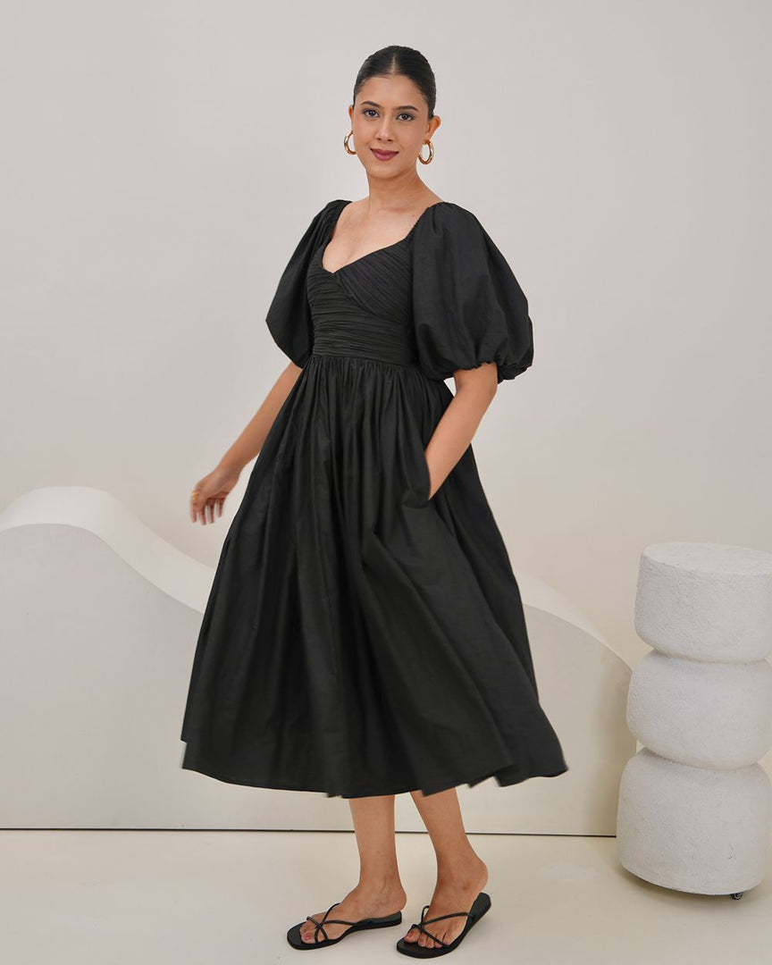 Dora Midi Dress - Black