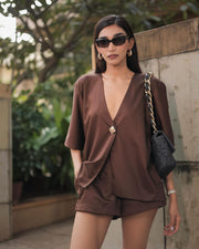 Luna Set Shorts - Brown (On Juhi)