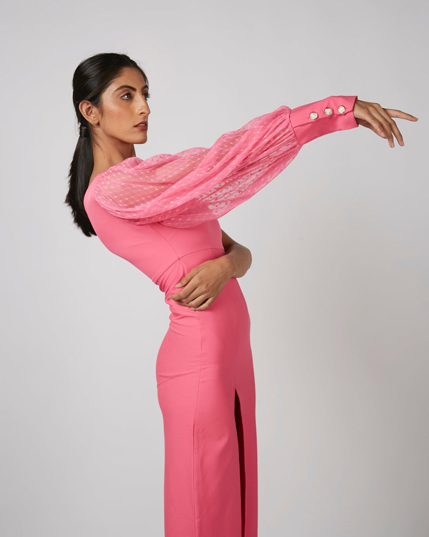statement sleeve midi dress ROVE Midi Dress - Back Ties