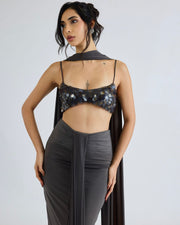 Sequin Lehenga - Grey