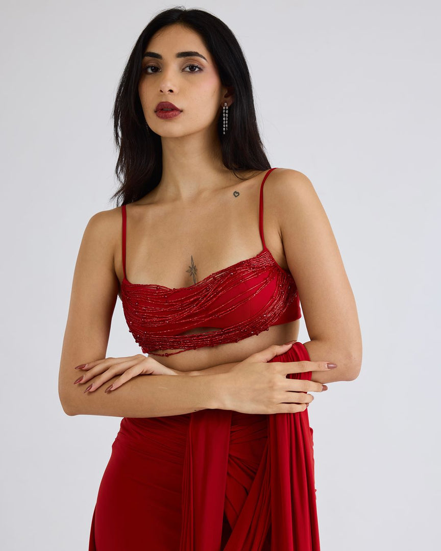 Naz Red Sari