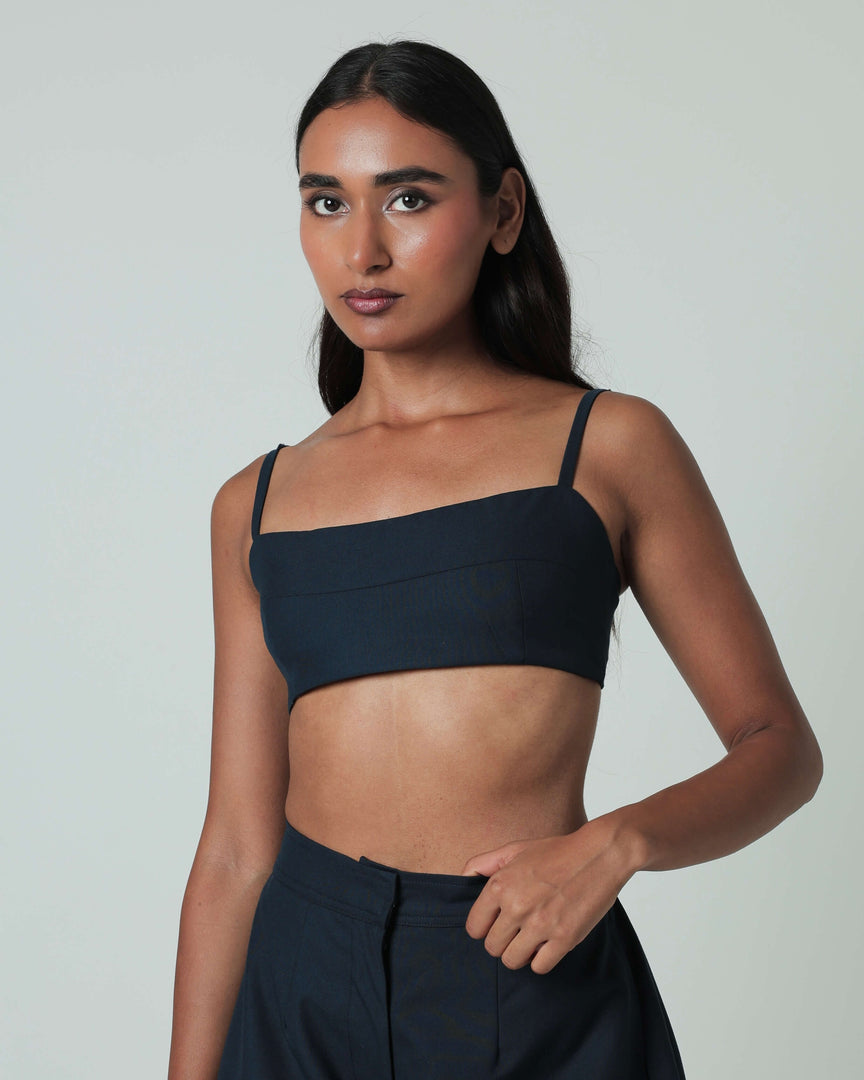 Navy Blue Crop Top