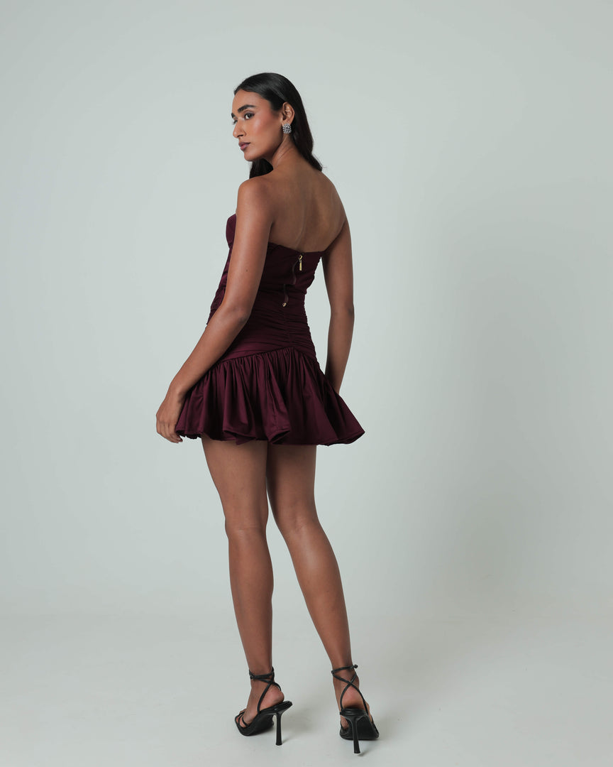 Maroon Frill Mini Skirt