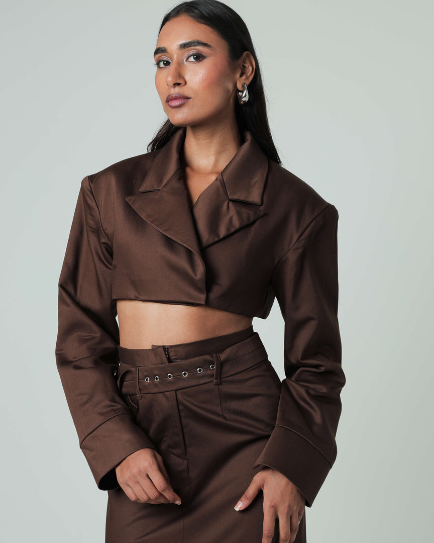 Brown Crop Blazer