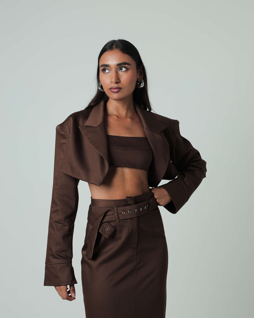 Brown Crop Blazer