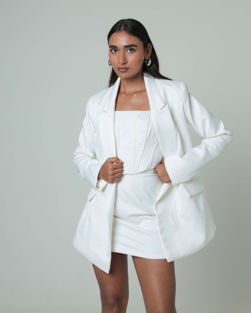 White Drop Shoulder Blazer