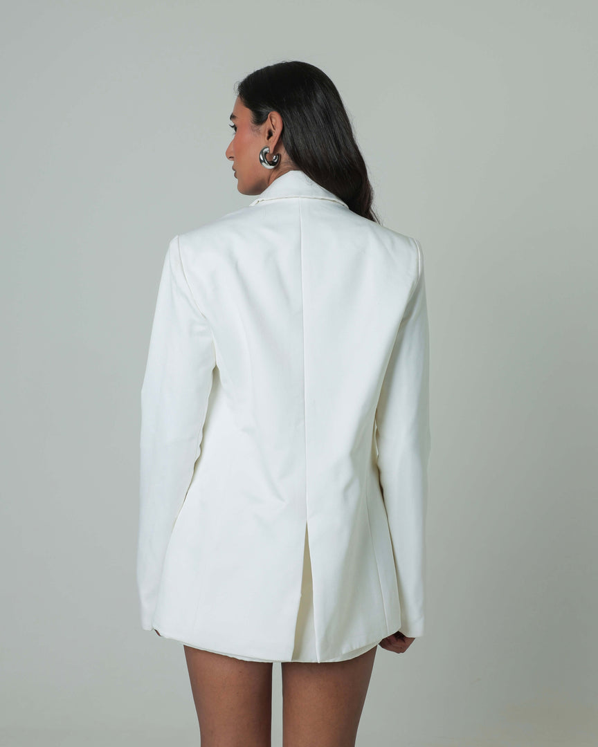 White Drop Shoulder Blazer