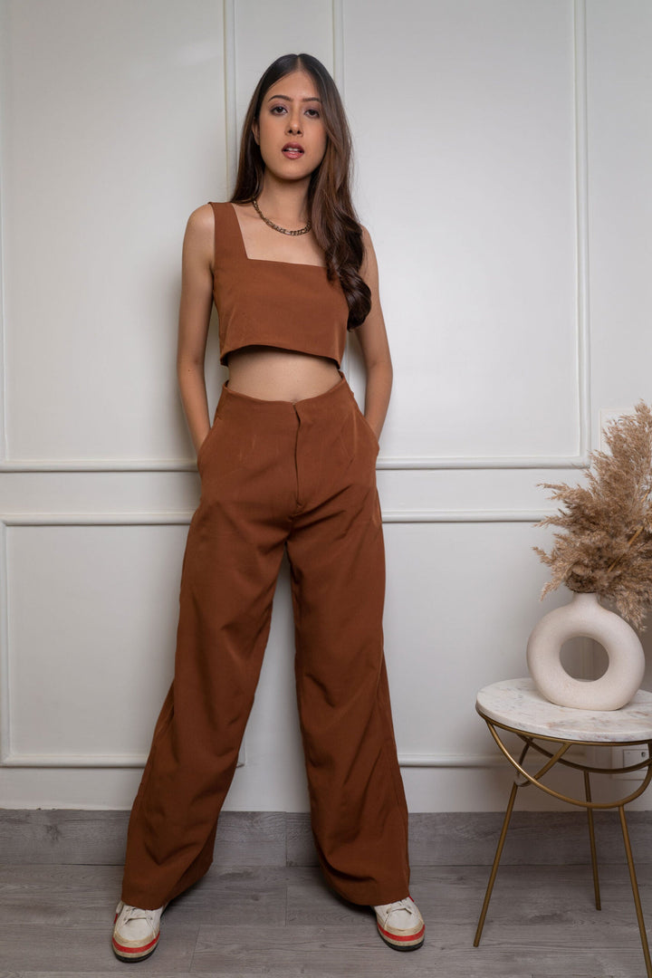 Brown high waist trousers