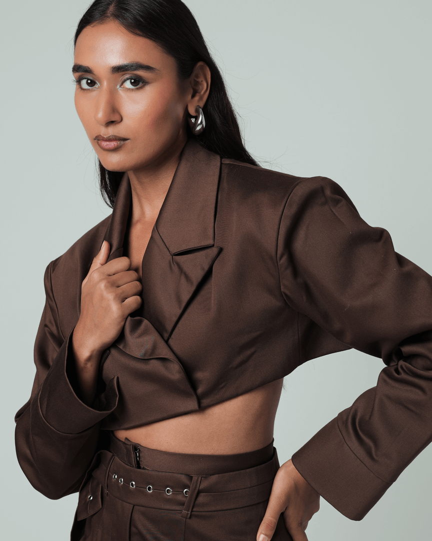 Brown Crop Blazer