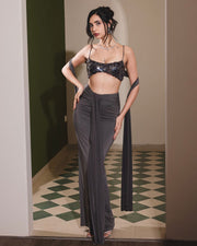 Sequin Lehenga - Grey